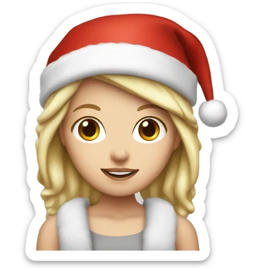 Blonde white girl with Christmas hat sticker