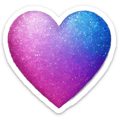 Bisexual flag colored heart, glitter, blue to purple to pink gradient  sticker