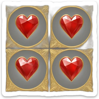 Red heart diamond with gold border sticker