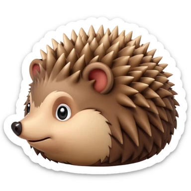 curled up hedgehog without face or limbs, apple emoji style, brown and beige colors sticker