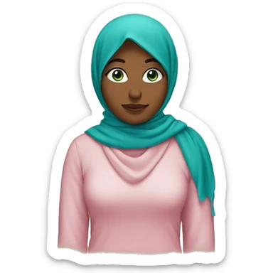 woman muslim in a pink scarf with blue green eyes sticker