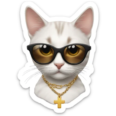 Cat with sunglasses and cross necklace sticker