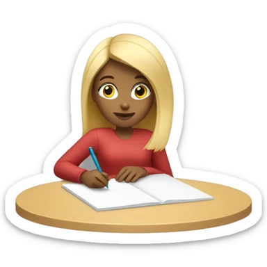blonde girl writing sticker