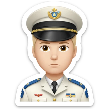 a serious realistic Finnish soldier in a white military uniform sticker
