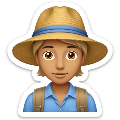 unique looking tourist with big unique tourist hat sticker