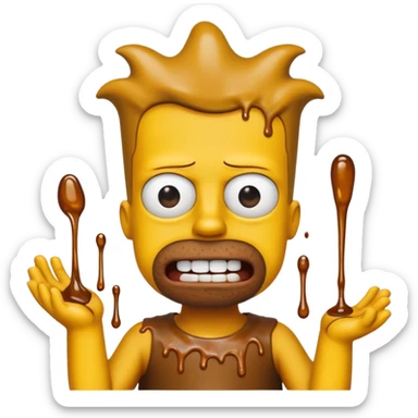 bart simpson covered in weird brown and yellow liquids and maybe some white too sticker