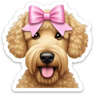 Blonde golden doodle with pink bows in her hair sticker