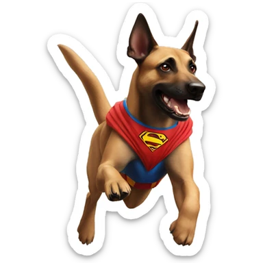  superman dog malinois flying sticker