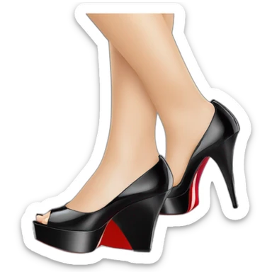 View from back Louboutin Black patent Leather Lady Peep Toe Platform sticker