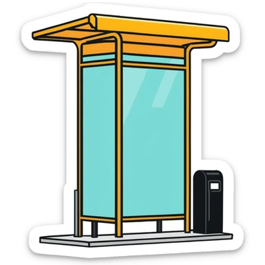 group of people standing at a bus stop sticker