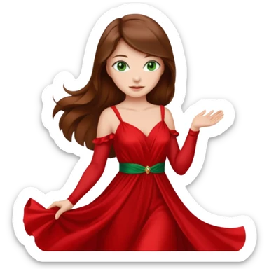 Handmaid woman with brown hair and green eyes. Wearing all red sticker