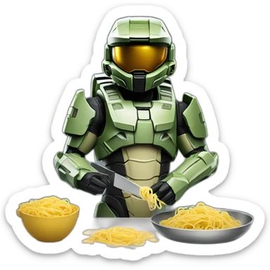 master chief cooking pasta sticker