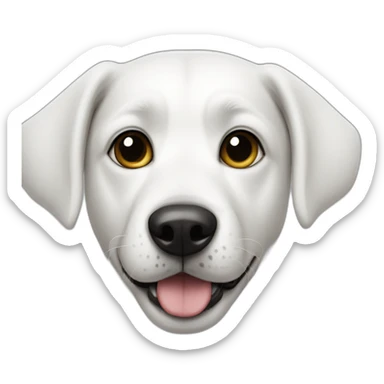white dog with black spot on half of the face and black ear on the same side sticker