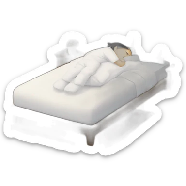 Korean sleeping in a bed with a pillow that separate his left and right foot sticker