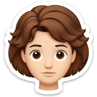 flat emoji-style digital illustration of a short, rounded, voluminous hairstyle with upward flicks at the sides, inspired by Disney's Hercules, rich brown, black outline, no texture, white background sticker