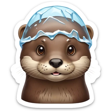 Ice on top of an otter's head sticker