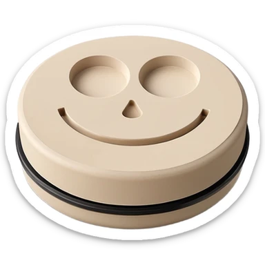 compact solid cleaning clay puck or disc, light beige or chalky white, dry matte surface, slight cracks or texture lines on top, round or oval with smooth edges, handmade natural cleaner, no sponge lid or container, apple emoji style, soft lighting, subtle shadows, emoji scale sticker