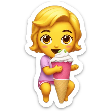 chica comiendo helado  sticker