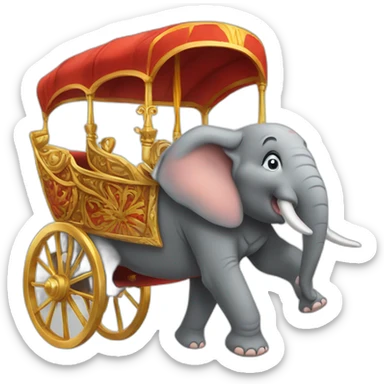 elephant driving a chariot sticker