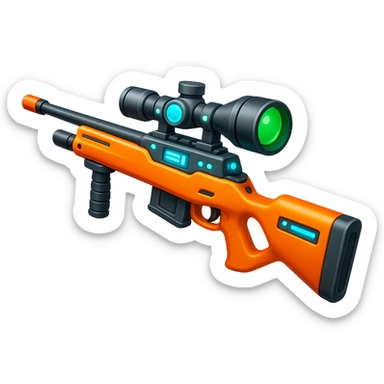 Make the toy sniper rifle much longer and more high tech, in the style of Apple emojis, with no background. Keep the apple emoji style look and feel. sticker
