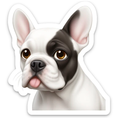 White French bulldog with one blue eye and one brown eye  sticker