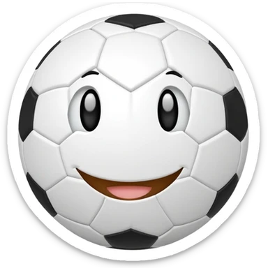 A soccer ball with a cute smiling face sticker