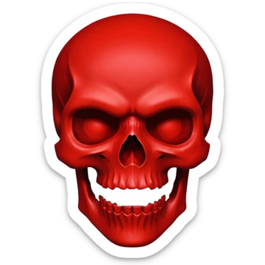 A stylized, bright red skull against a deep black background, with thick, angular features, minimalist design, vector art, gothic aesthetic, high contrast, dramatic lighting, saturated blood red, centered composition, extreme sharpness, smooth textures, dark and menacing atmosphere, sticker