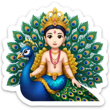 Muruga sitting on peacock  sticker