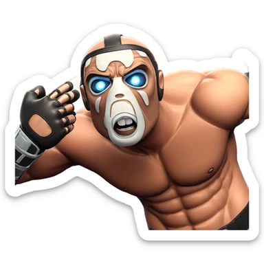 glowing muscular male with gloves sticker