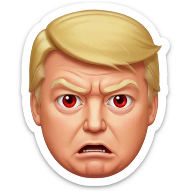 Donald Trump is vey very very furious. Red with anger. photorealistic sticker