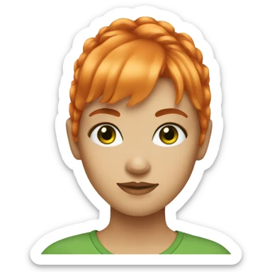 girl with orange hair bangs and green eyes sticker