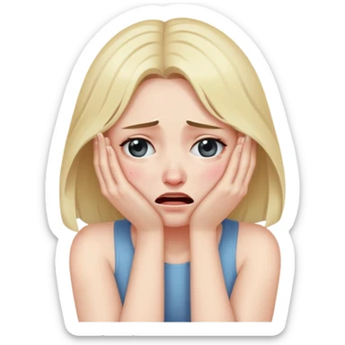 woman sitting and crying covering her face with her arms sticker