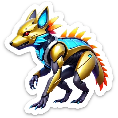Shiny Epic Edgy Cool Colorful Vibrant Modern Vernid-Protogen-creature-animal, full body  sticker