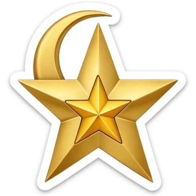 Star and Crescent emoji with black background and no face only star and crescent. sticker