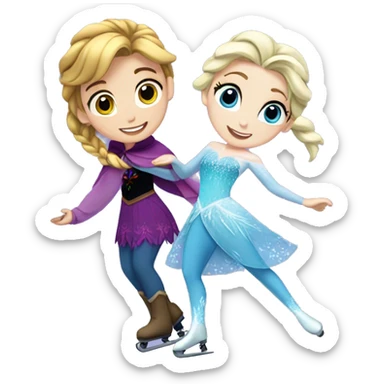 Elsa and Anna ice skating sticker