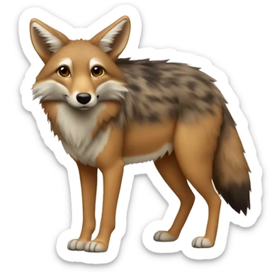 Coyote with tortoise shell coloring, brown and black fur, without any white sticker