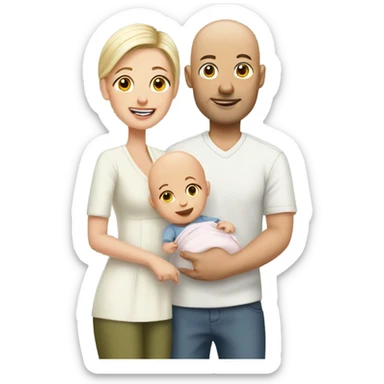 Bald Husband and wife with baby sticker