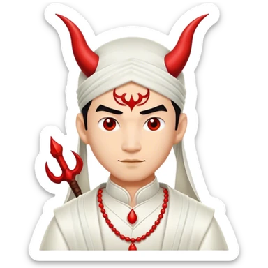 an asian devil male bride with the wedding dress sticker