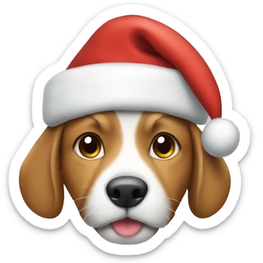 Dog eating with a cat in a Christmas hat  sticker