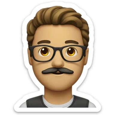 boy with a mustache and a beard with a pair of glasses sticker