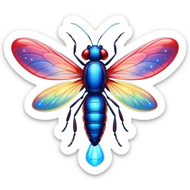 glitter red and blue firefly sticker