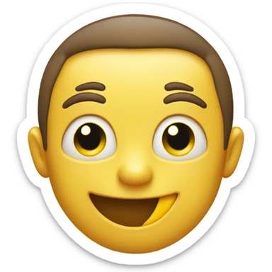 Smiling emoji with small yellow bone in its mouth sticker