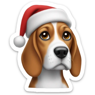 Beagle with Christmas hat sticker