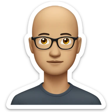  a 35-year old,  bald, Asian man deep in thought, wearing glasses sticker