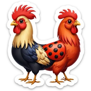 A rooster and a ladybug sticker