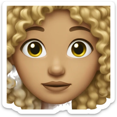 Light skin female with green eyes and curly hair sticker