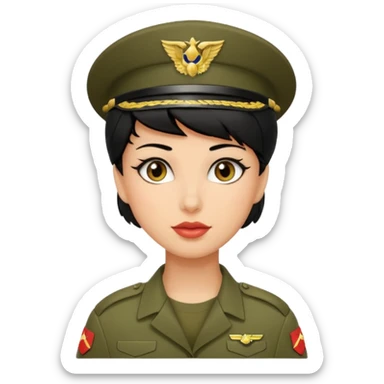 female soldier blac hair style sticker