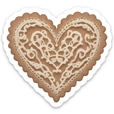 Pale brown lace heart sticker
