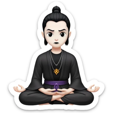 chill meditating goth villain  sticker