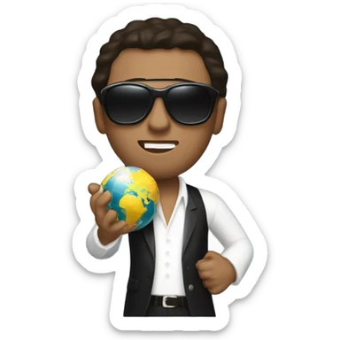 Tony Montana sunglasses the globe in his hand sticker
